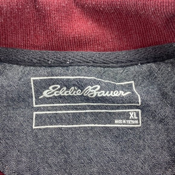 Eddie Bauer Polo Shirt Men Extra Large XL Red Casual Golf Chest Pocket Outdoors - Picture 2 of 8
